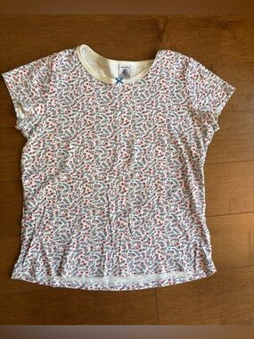 Petit Bateau Girls Floral Short Sleeve Tee, size 10